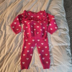 Btween Magenta Heart Sweater Set 12m gently used